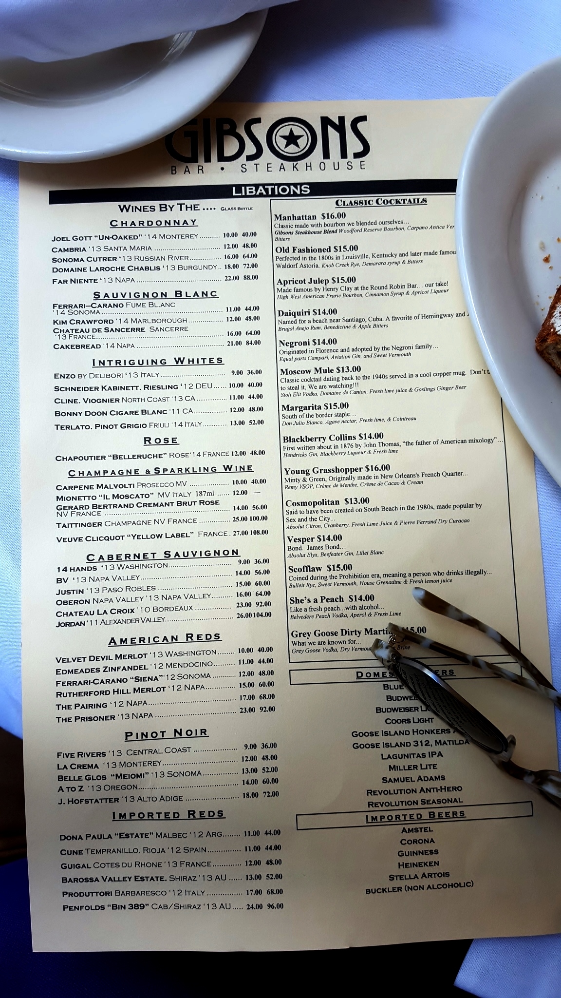 Jybons Menu Gibsons Bar & Steakhouse - Make It Like a Man!